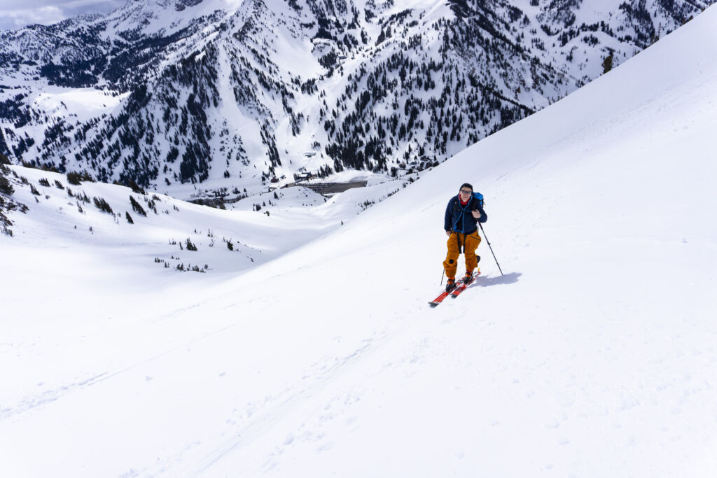 skinning up toledo bowl ski touring little cottonwood canyon utah skiing snowboarding