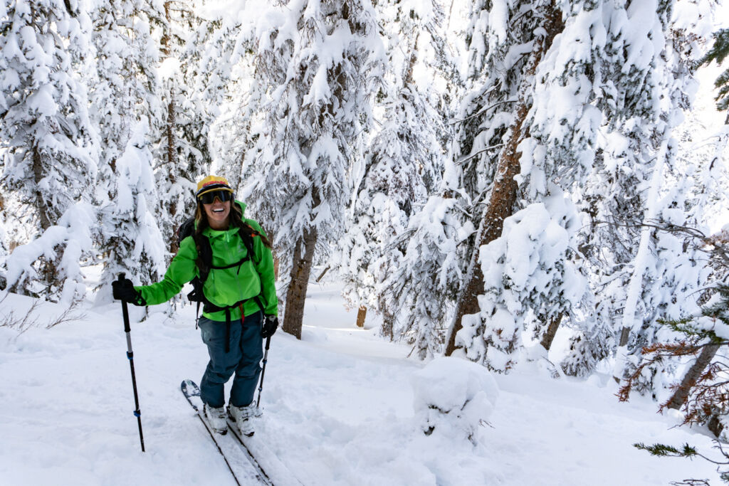 backcountry skiing woman Wasatch mountains Salt Lake City, Utah