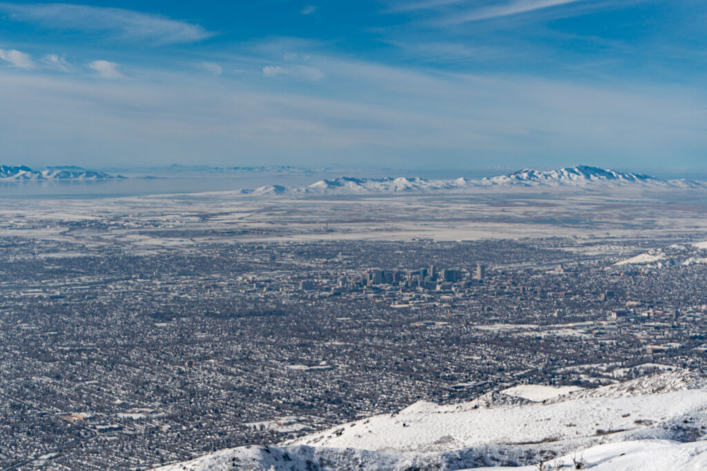 winter downtown salt lake city Utah wasatch