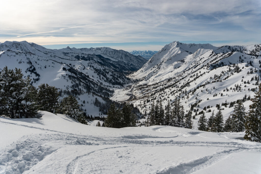 Backcountry skiing in Grizzly Gulch Salt Lake City